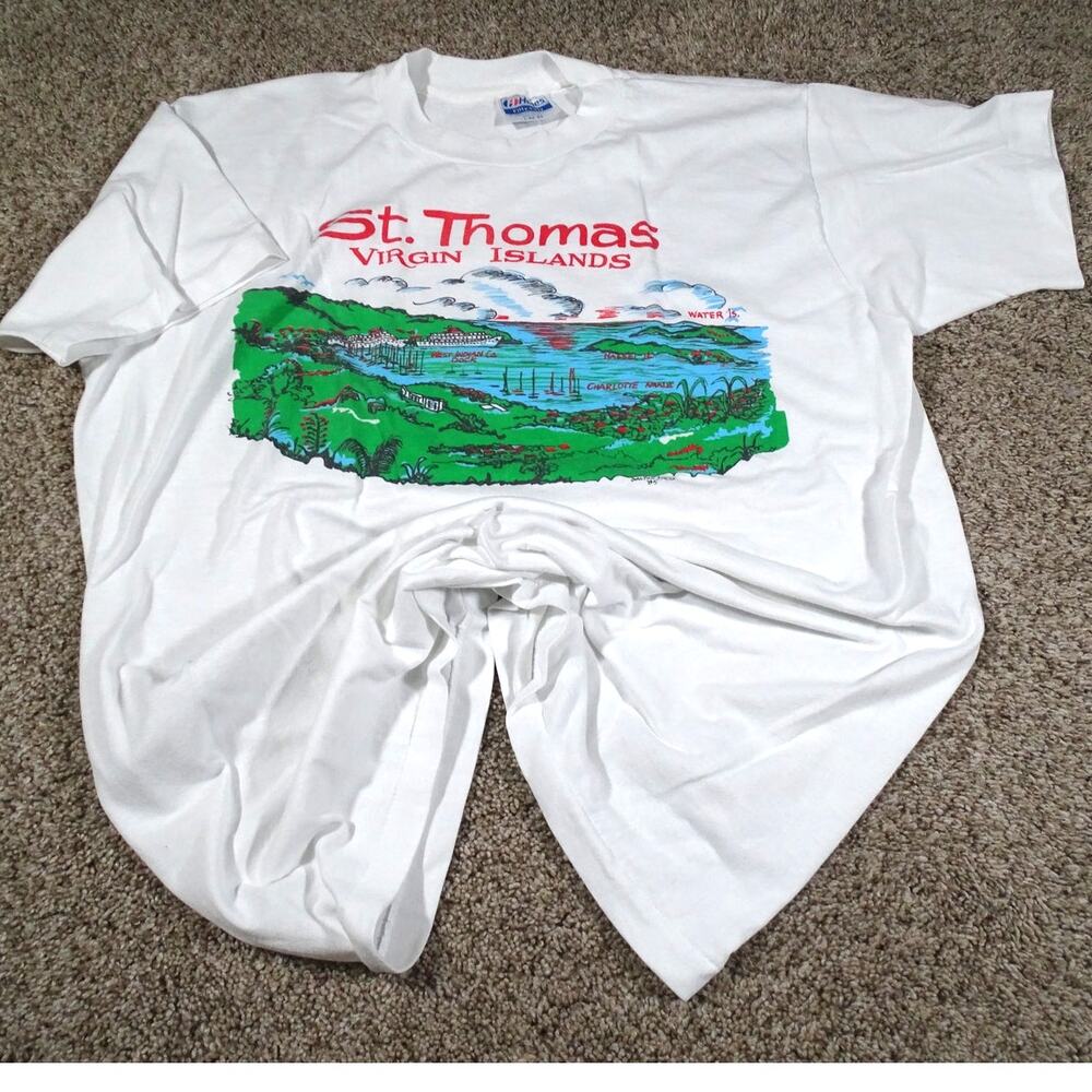 Vintage 1985 St. Thomas Virgin Islands T-Shirt Hanes USA Large 80s